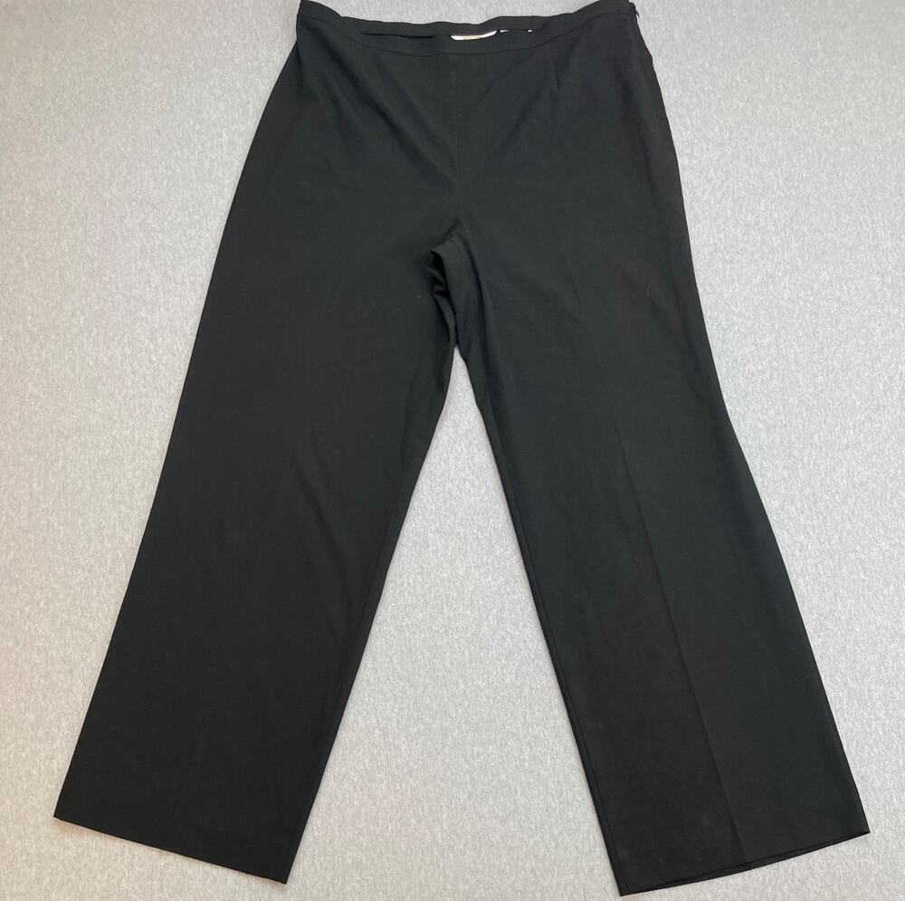 Talbots Pants Womens 16 Black Stretch Wide Leg High-Rise Side Zipper‎